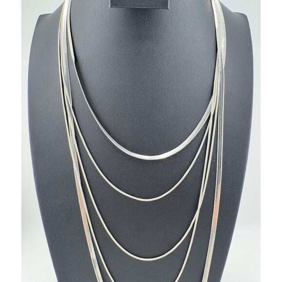 Vintage NY Layer Strand Necklace Silver Tone Glamour Disco Retro Statement - Picture 6 of 12